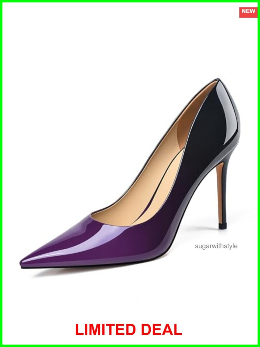 Women's Gradient Patent Leather Stiletto Pumps 4" Pointed Toe Heels
